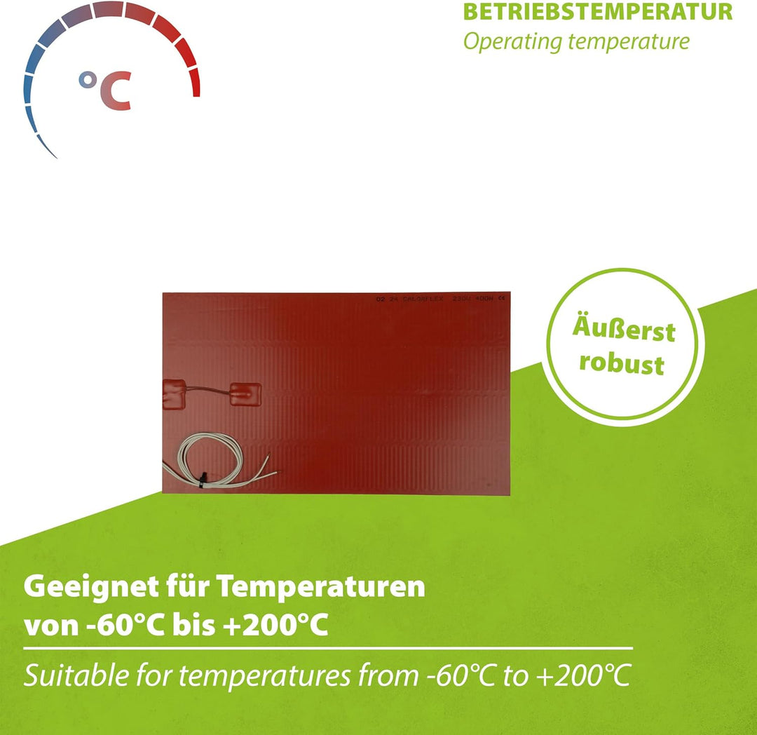 500 Watt Silikon-Heizmatte 40x29cm selbstklebend, integrierter Temperaturbegrenzer - Heizpad Wärmema