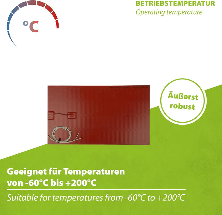 500 Watt Silikon-Heizmatte 40x29cm selbstklebend, integrierter Temperaturbegrenzer - Heizpad Wärmema