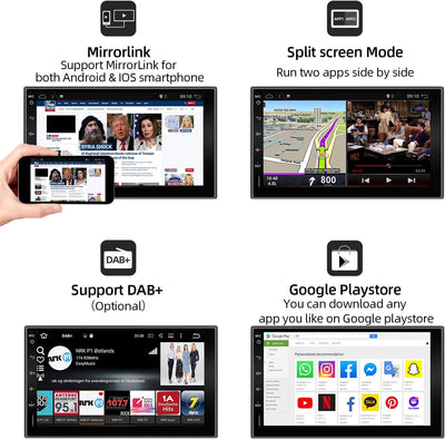 JOYX Android 10 Doppel Din Autoradio Mit GPS Navi -2G RAM + 32G ROM - Rückfahrkamera KOSTENLOS - 7 Z