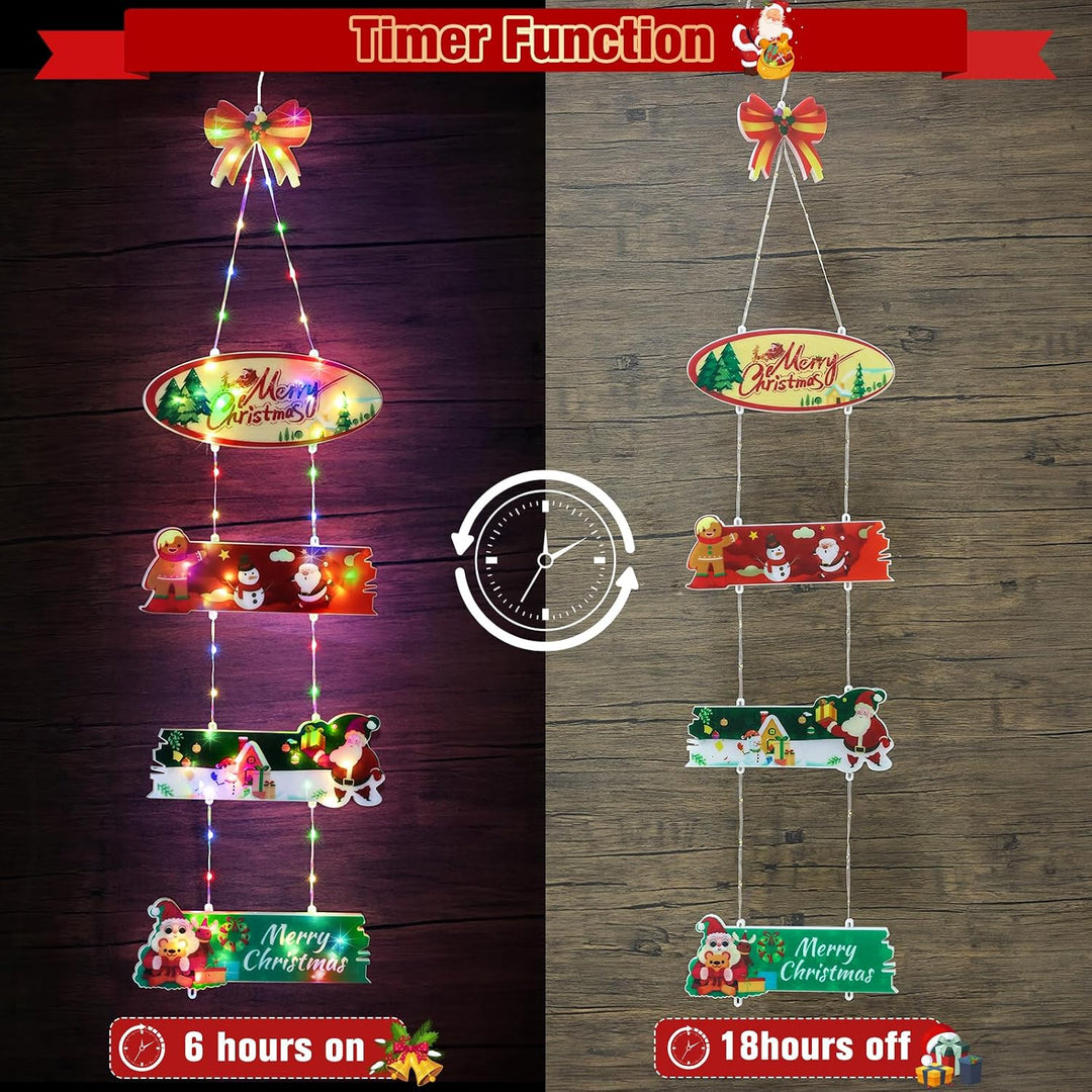Qedertek Weihnachtsbeleuchtung Aussen Batterie, 72 LED Weihnachtskranz Bunt Türkranz mit Timer, 8 Mo