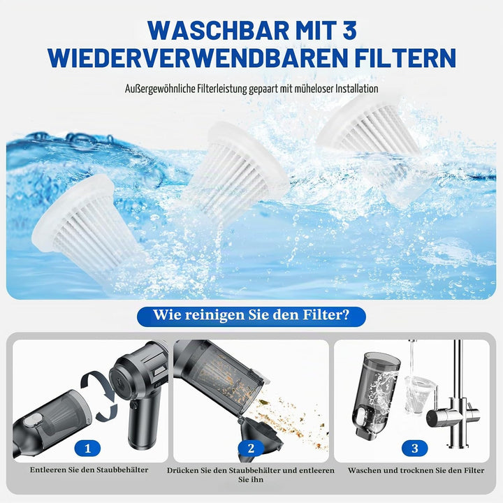 Kabelloser Handstaubsauger, 25000Pa Auto-Staubsauger, tragbarer Staubsauger mit bürstenlosem Motor,