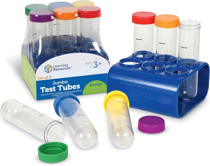 Learning Resources Primary Science, Riesen-Reagenzgläser mit Halterung, Mittel