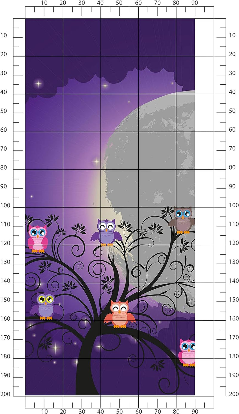 wandmotiv24 Türtapete Eulen auf einem Baum 90 x 200cm (B x H) - selbstklebende Strukturtapete Sticke