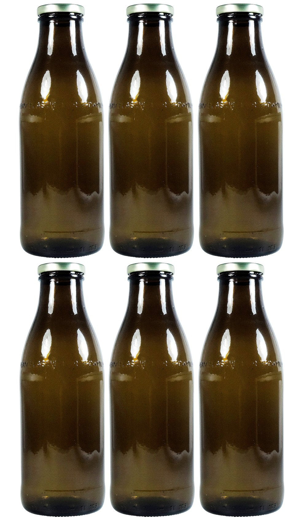Viva-Haushaltswaren Gabriele Hesse e.K. 6 Braune Milchflaschen 1 Liter mit Schraubverschluss, Saftfl