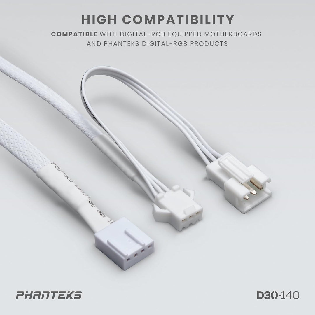 Phanteks D30 PWM Regular Airflow, D-RGB Lüfter - 140mm, weiss Standard x1 Black, Standard x1 Black