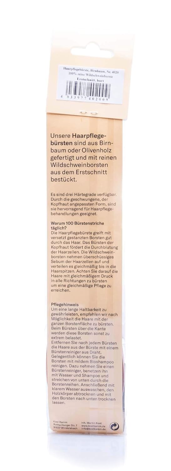 Kost Kamm Wildschweinborsten Bürste mit 7 Reihen für Damen