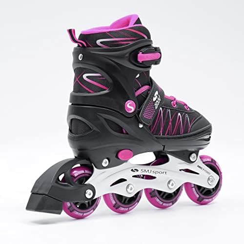 SMJ sport Kinder Mädchen 2IN1 Inlineskates Schlittschuhe Verstellbar Inliner ABEC7 LEA 26-29, 26-29