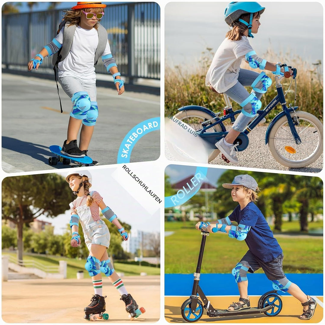 BOSONER Knieschoner Kinder Schoner Inliner Protektoren 6er Set Schützer Inliner Inline Skates Knie U