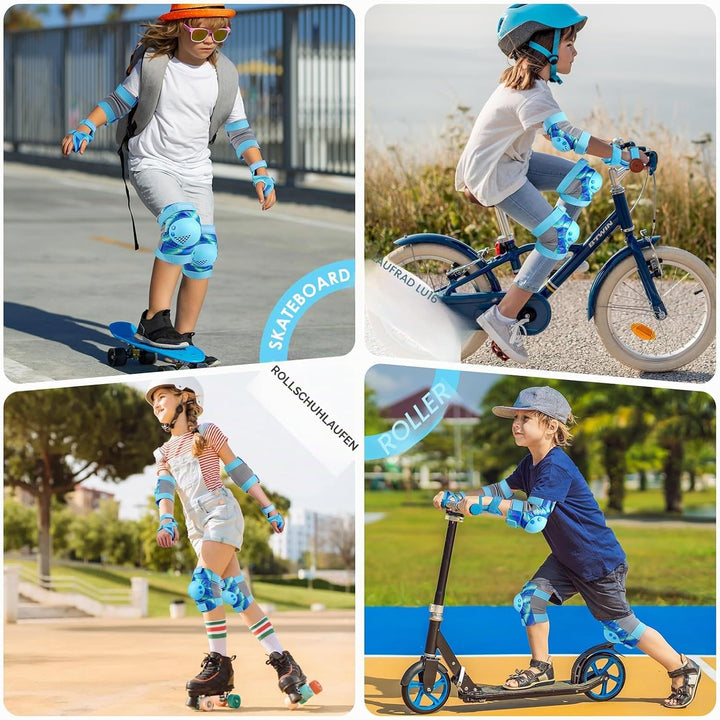 BOSONER Knieschoner Kinder Schoner Inliner Protektoren 6er Set Schützer Inliner Inline Skates Knie U