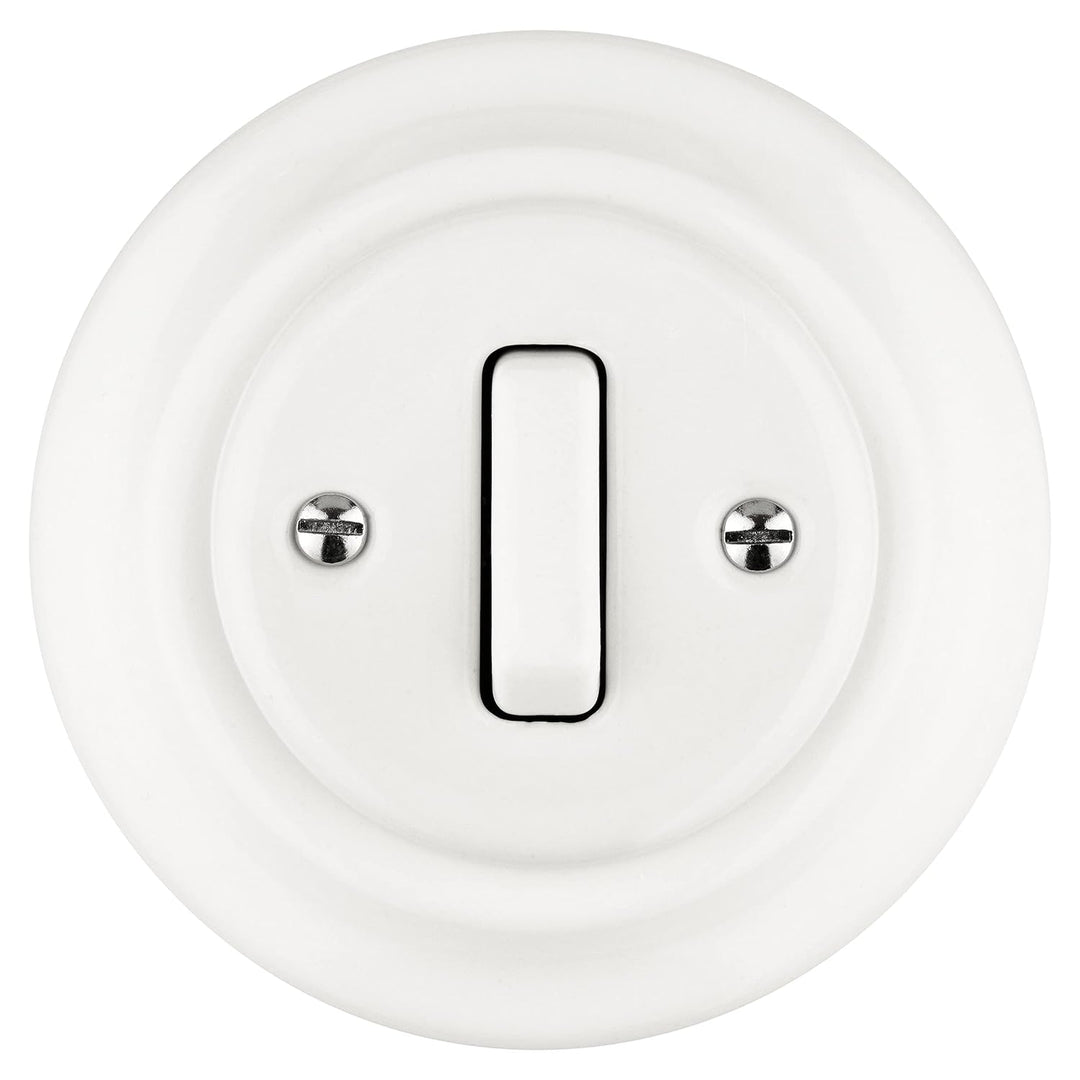 Unterputz Porzellan Retro, Schalter, Wechselschalter, All-in-One, Serie PR1 weiss