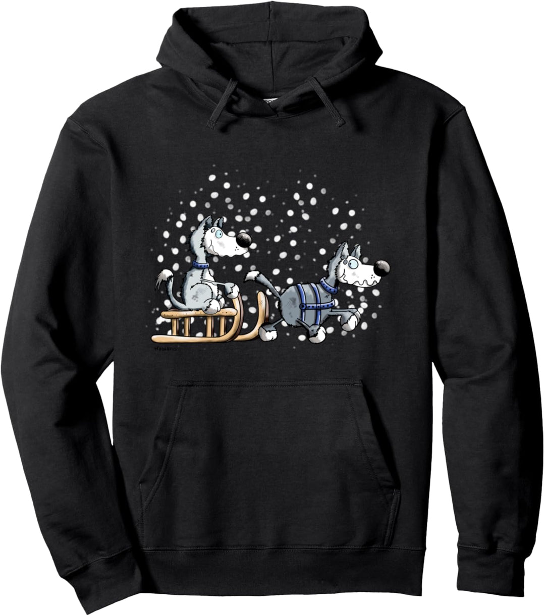Lustige Schlittenhunde im Schnee I Husky Malamute Hunde Pullover Hoodie