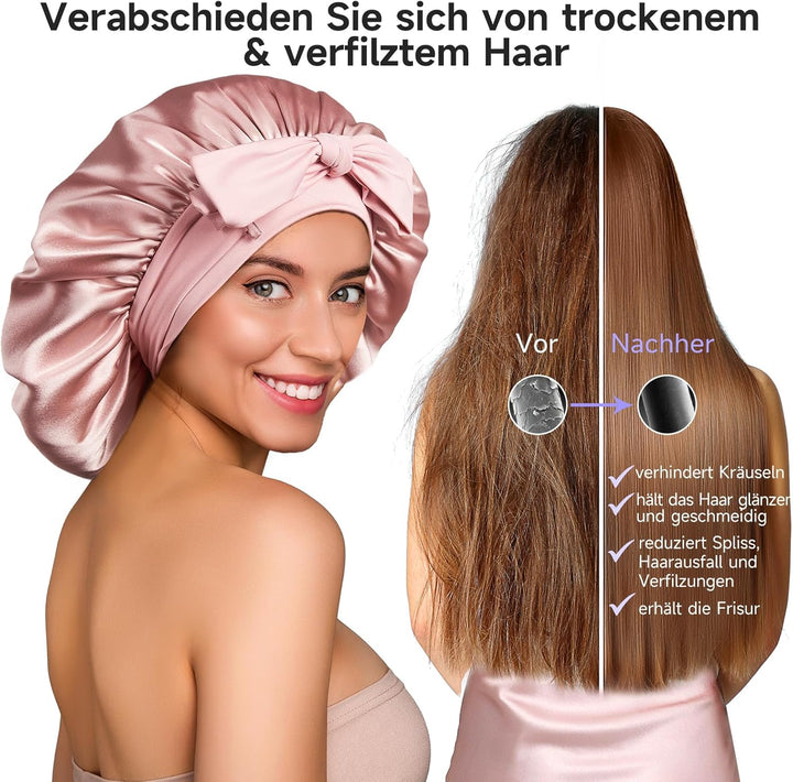 Umisleep 22 Momme Schlafmütze aus 100% Maulbeerseide, doppelseidige weiche Nachtmütze für lockiges H