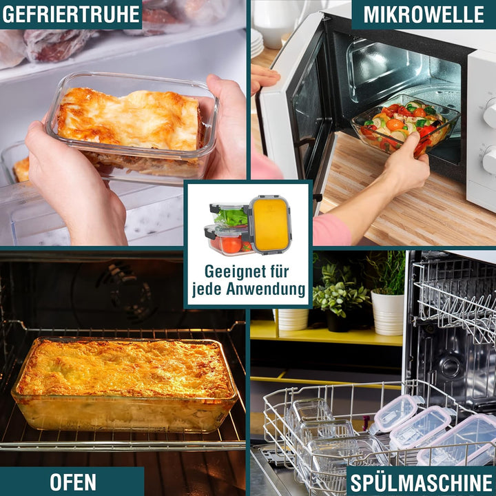 GLASWERK Meal Prep Boxen 3 Stück (640,1040, 1520 ml), Glasbehälter mit Deckel, Frischhaltedosen mit