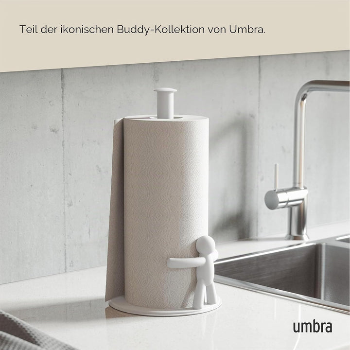 Umbra Buddy Küchenrollenhalter Weiss stehend, Zewa Rollenhalter und Papierrollenhalter für Küchentüc