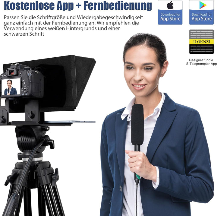 12" Teleprompter für Kamera, Metallrahmen mit optischem Glas