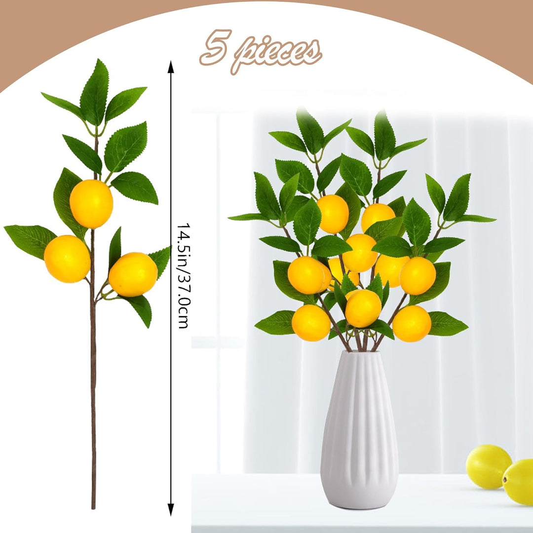 DHER 5pcs Künstlicher Zitronenzweig, Simulation Obst Dekoration, für Haus, Tischdekoration, Hochzeit