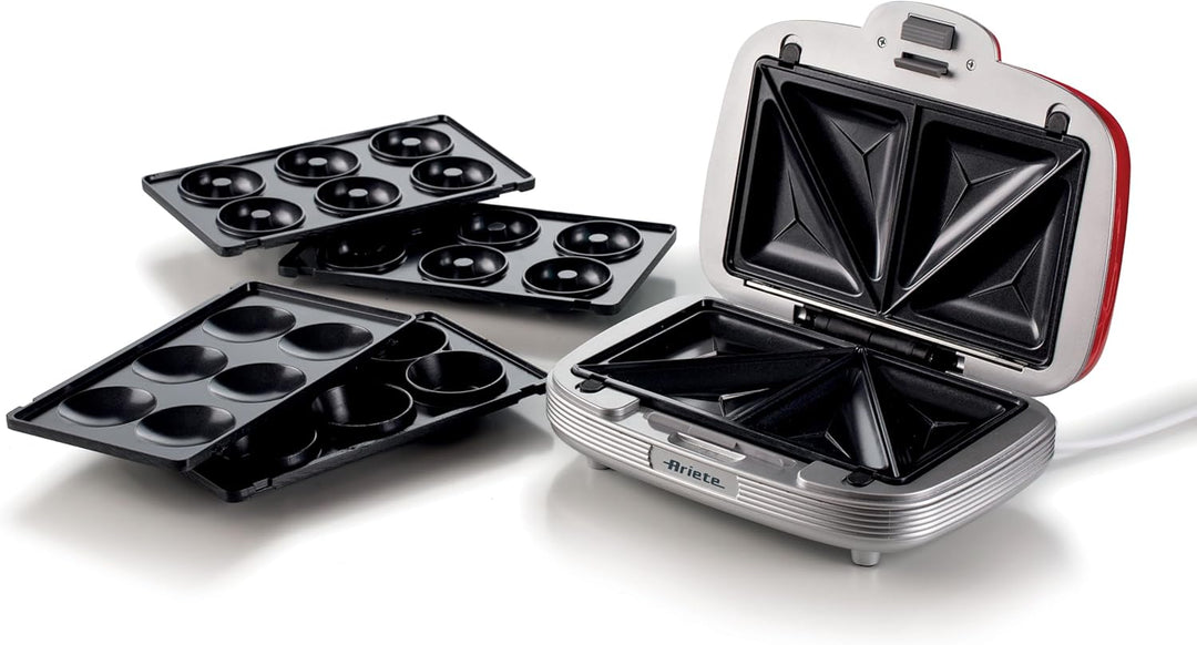 Ariete 1972 Sandwiches & Cookies Party Time, Elektrische Multifunktionsplatte, 700 Watt, 3 antihaftb