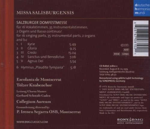 Missa Salisburgensis,Plaudite, Audio-CD