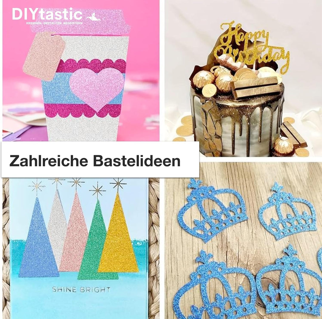 Bastelfreund® 250x Blatt - Glitzerpapier Glitterpapier 250 g/m² - A4 Kopierpapier Druckerpapier bunt