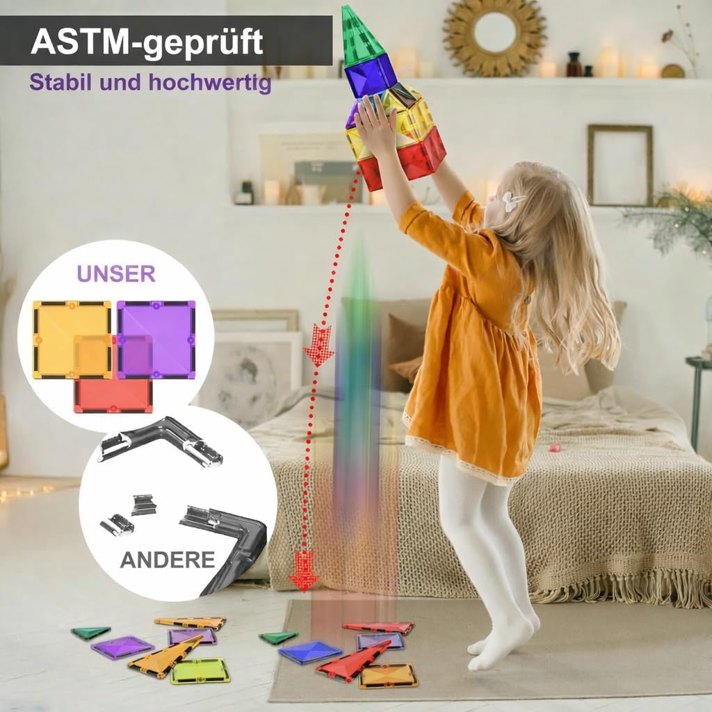 Desire Deluxe Magnetische Bausteine Magnet Montessori Spielzeug für Kinder, Magnetbausteine für Jung