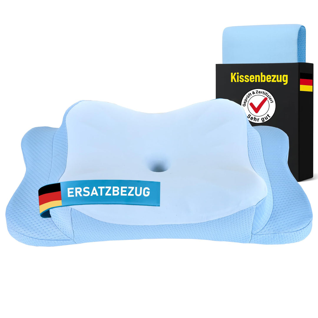 Kissenbezug – kühlender Effekt, passend Nackenstützkissen, atmungsaktiv &amp; pflegeleicht, Blau Blau Er
