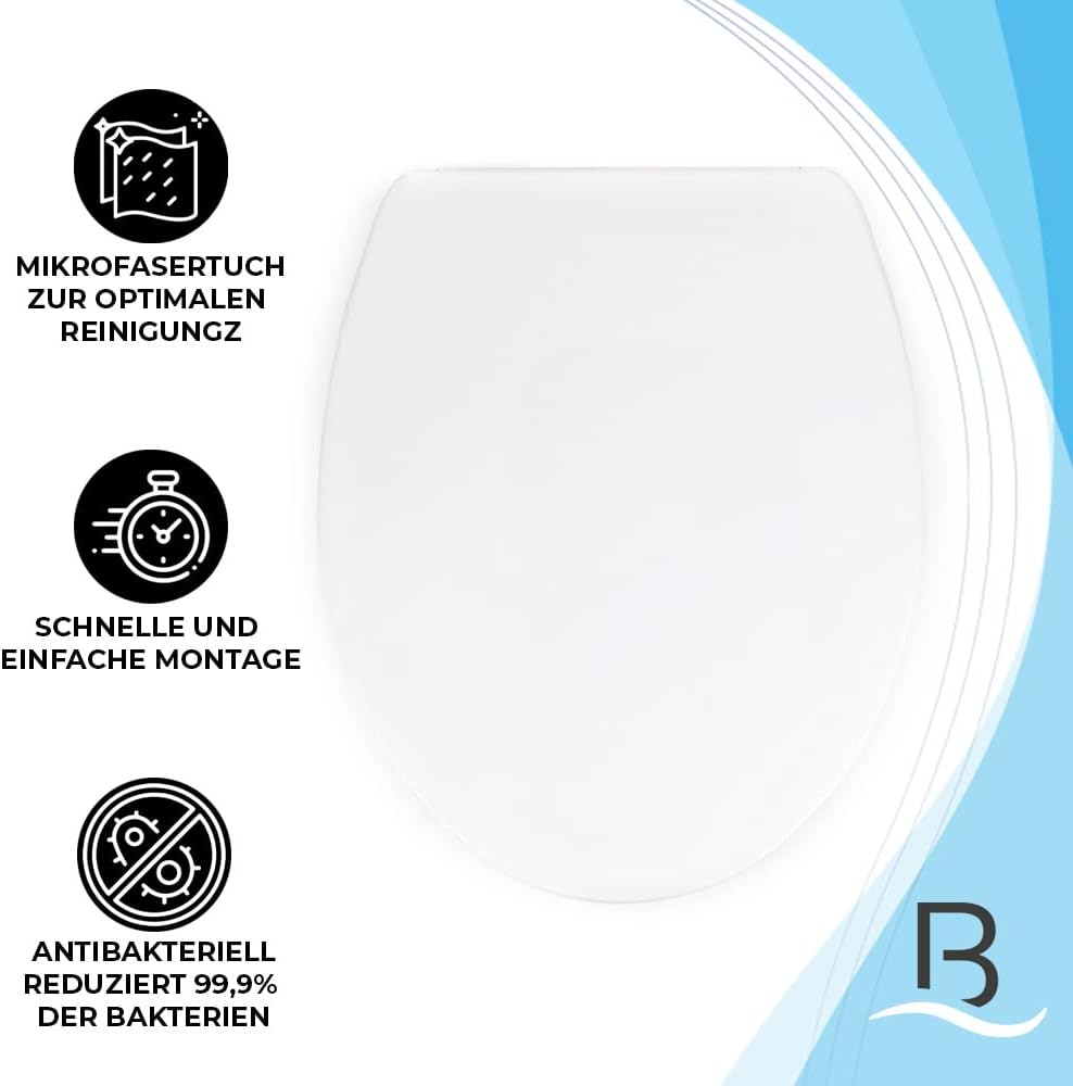 Bath4U Toilettensitz aus Urea-Duroplast mit Absenkautomatik | Farbecht | leicht zu reinigen mit dem