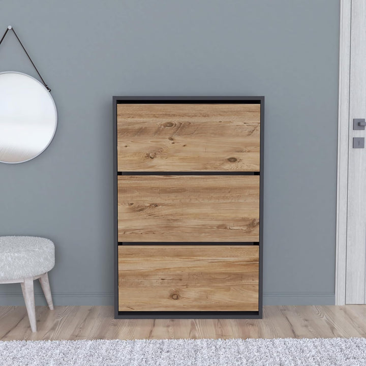 [en.casa] Schuhschrank Aurskog Schuhkipper für 18 Paare Schuhkommode mit 3 Kipptüren für Eingang, Fl