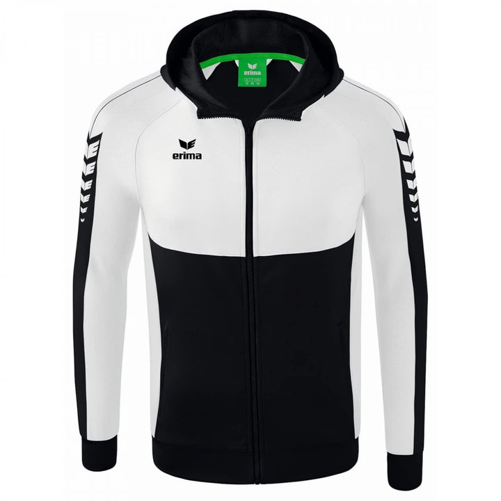 Erima Unisex Kinder Six Wings Trainingsjacke mit Kapuze 116 Schwarz/Weiss, 116 Schwarz/Weiss