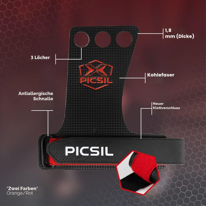 PICSIL RX – Trainingshandschuhe für Cross-Training, Carbon-Grips, für Fitnessstudio, Boxen, Gewichth