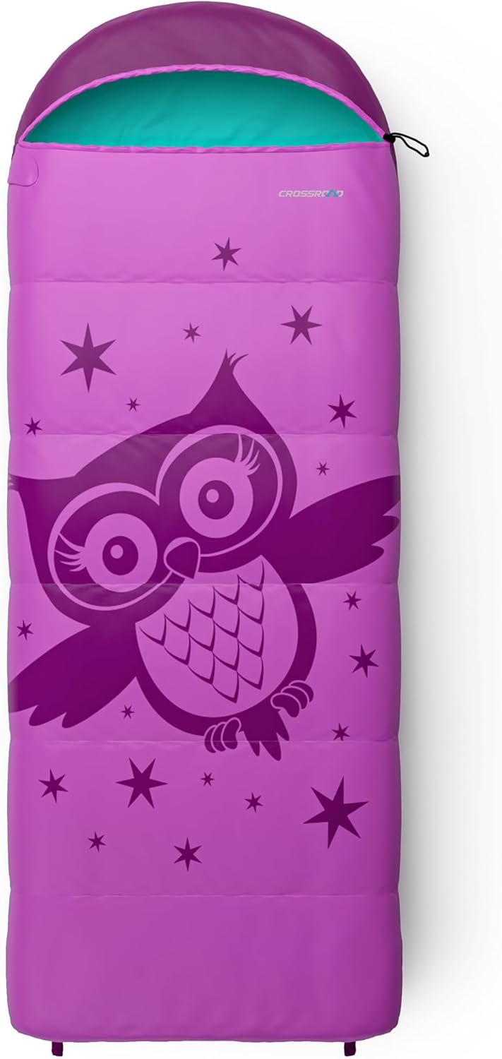 Crossroad Akutan Eule Kinder Schlafsack 170cm - Deckenschlafsack Junior - wasserabweisend - rosa - M