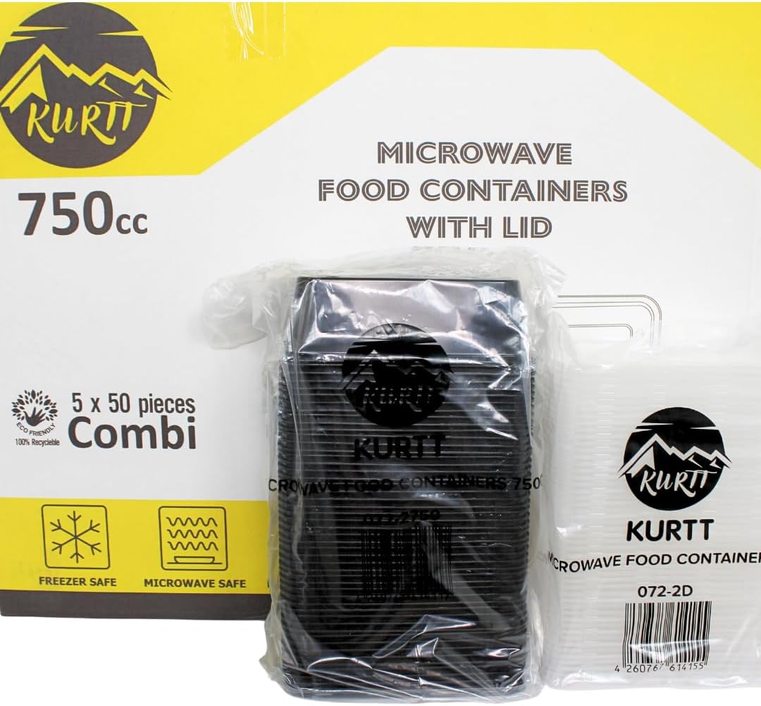KURTT 100 Stück, Mealprep-Behälter, Mahlzeitsbehälter, Mikrowellenschalen mit Deckeln, Frischhaltebe