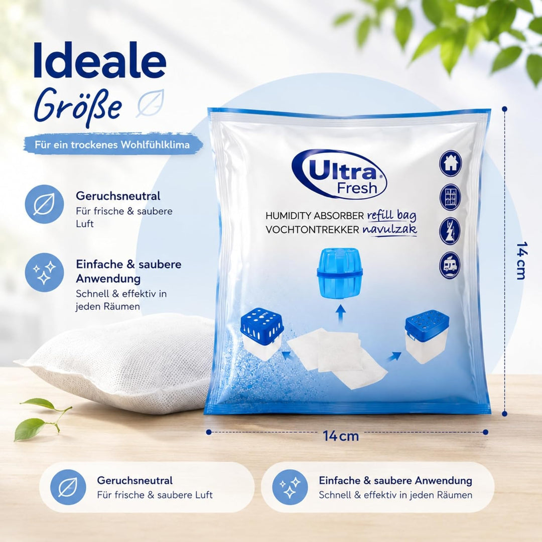 Ultra Fresh 24x Luftentfeuchter Granulat 400g XXL Nachfüllpack Schimmel- und Geruchsschutz mit Grati