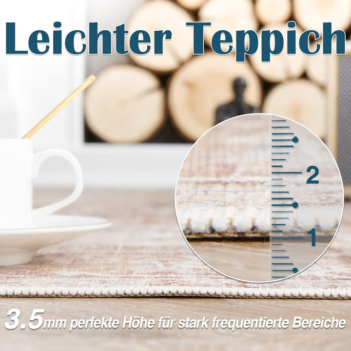 TOPICK Läufer 60x300cm Dünner Teppichläufer Flur Ziegel Rot Faltbar Teppich Vintage Teppiche rutschf