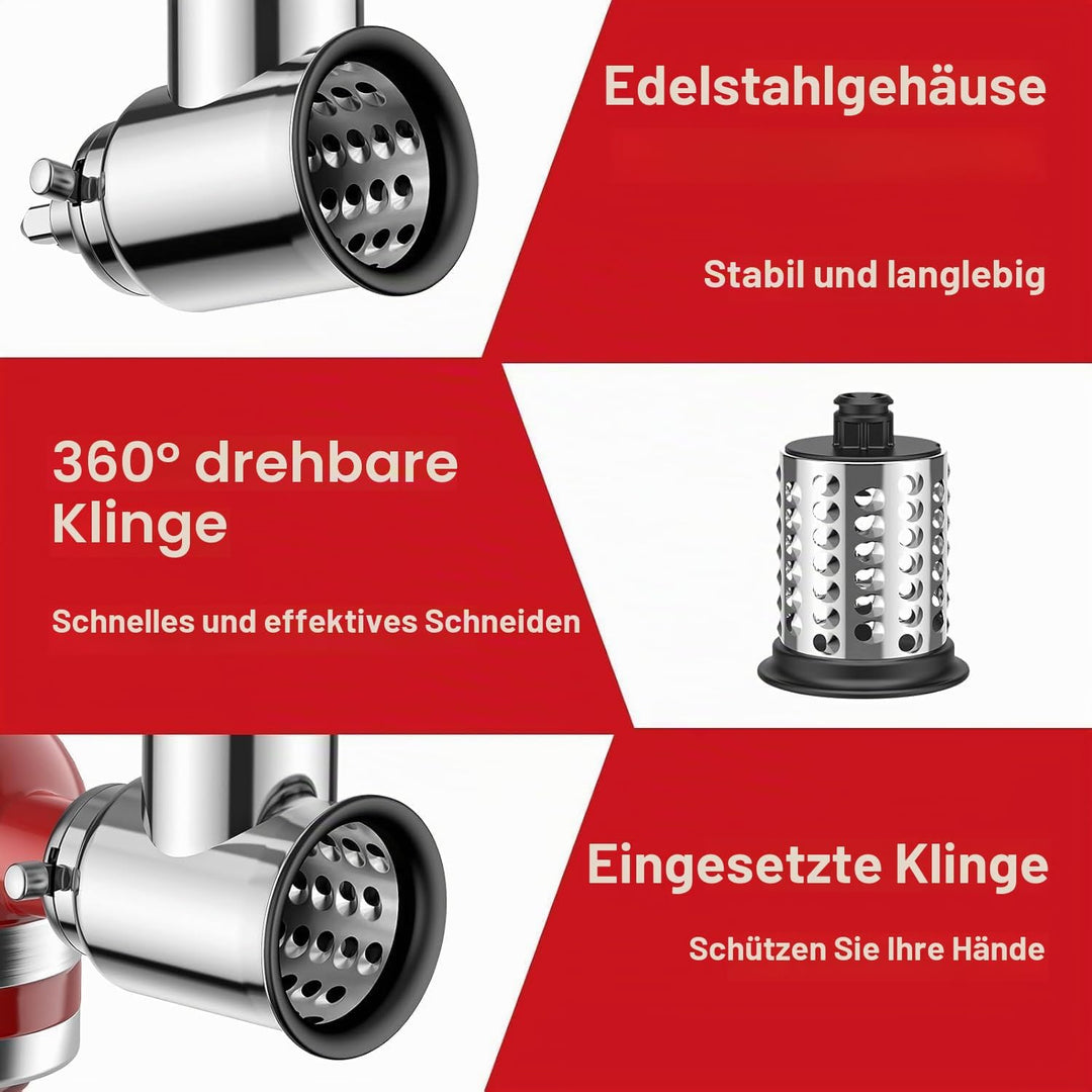 Edelstahl Slicer Shredder Aufsatz für KitchenAid Standmixer, Salatmaschine mit Gemüseschneider, Sala