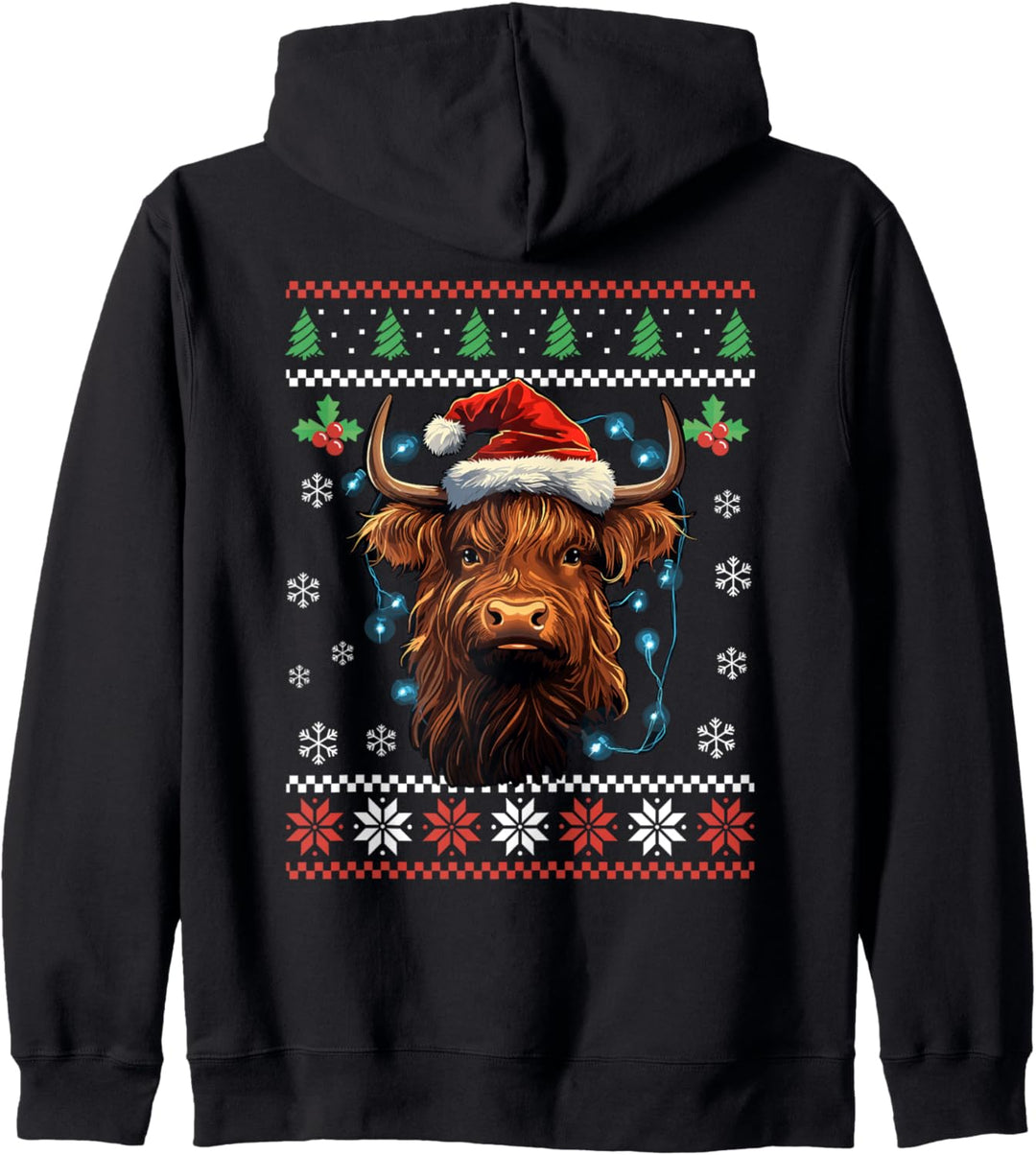 Highland Cow Ugly Christmas Sweater für Erwachsene und Kinder Kapuzenjacke