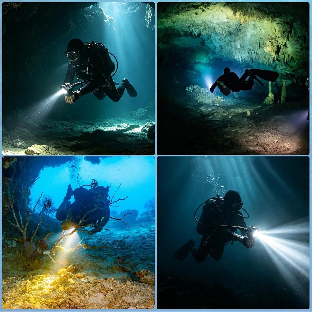 Wurkkos D1 Professionelle Tauchleuchte, 6000 Lumen, 8° Spot+72° Flood, 660nm Rot &amp; 365nm UV, 150m wa