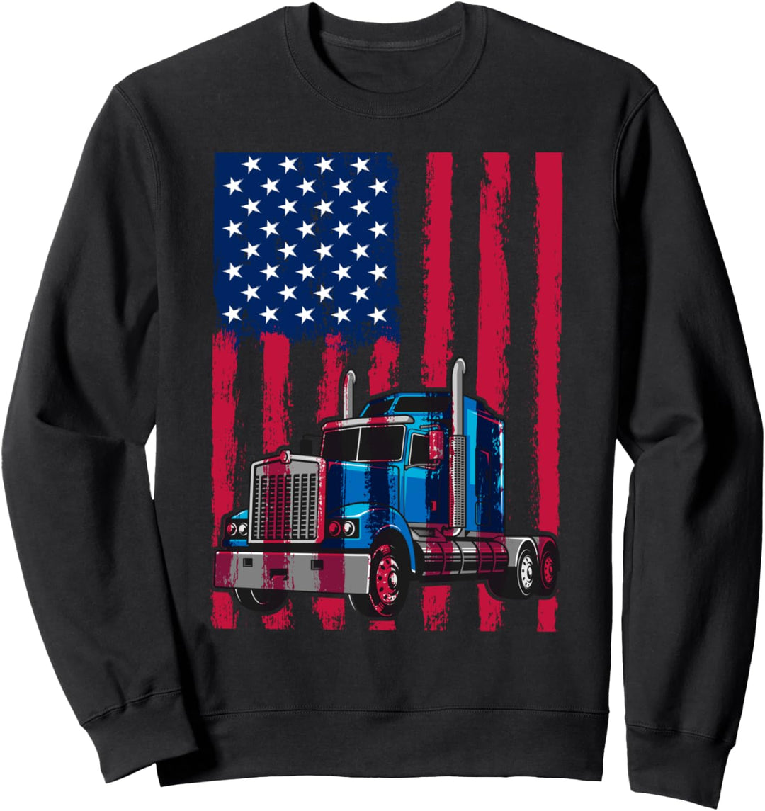 Truck Driver American Flag Trucker Us trucking USA flag Sweatshirt