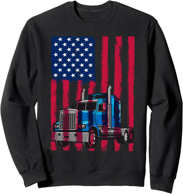 Truck Driver American Flag Trucker Us trucking USA flag Sweatshirt