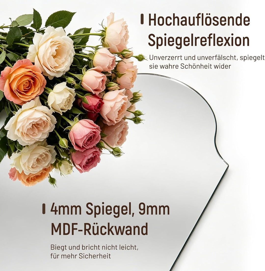 Muzilife Rahmenloser Wandspiegel 51x91cm, Unregelmässiger Bogenspiegel mit MDF-Rückwand, Dekorativer
