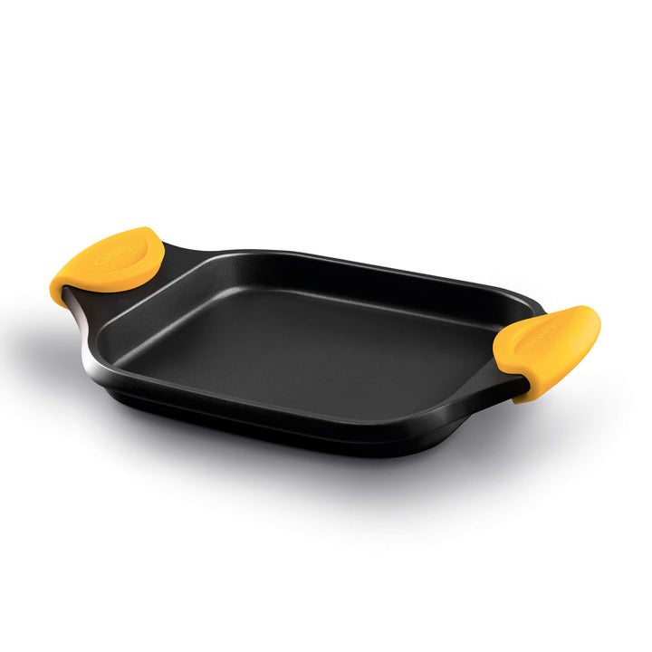 Castey flache Grillpfanne glatt, Schwarz / Gelb 42.5 x 25.5 x 30 cm, 42.5 x 25.5 x 30 cm