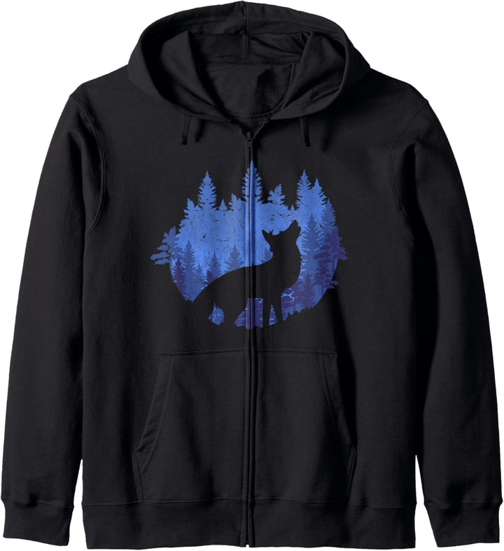 Waldbewohner Tier des Waldes Tierfreund Mondlicht Fuchs Kapuzenjacke