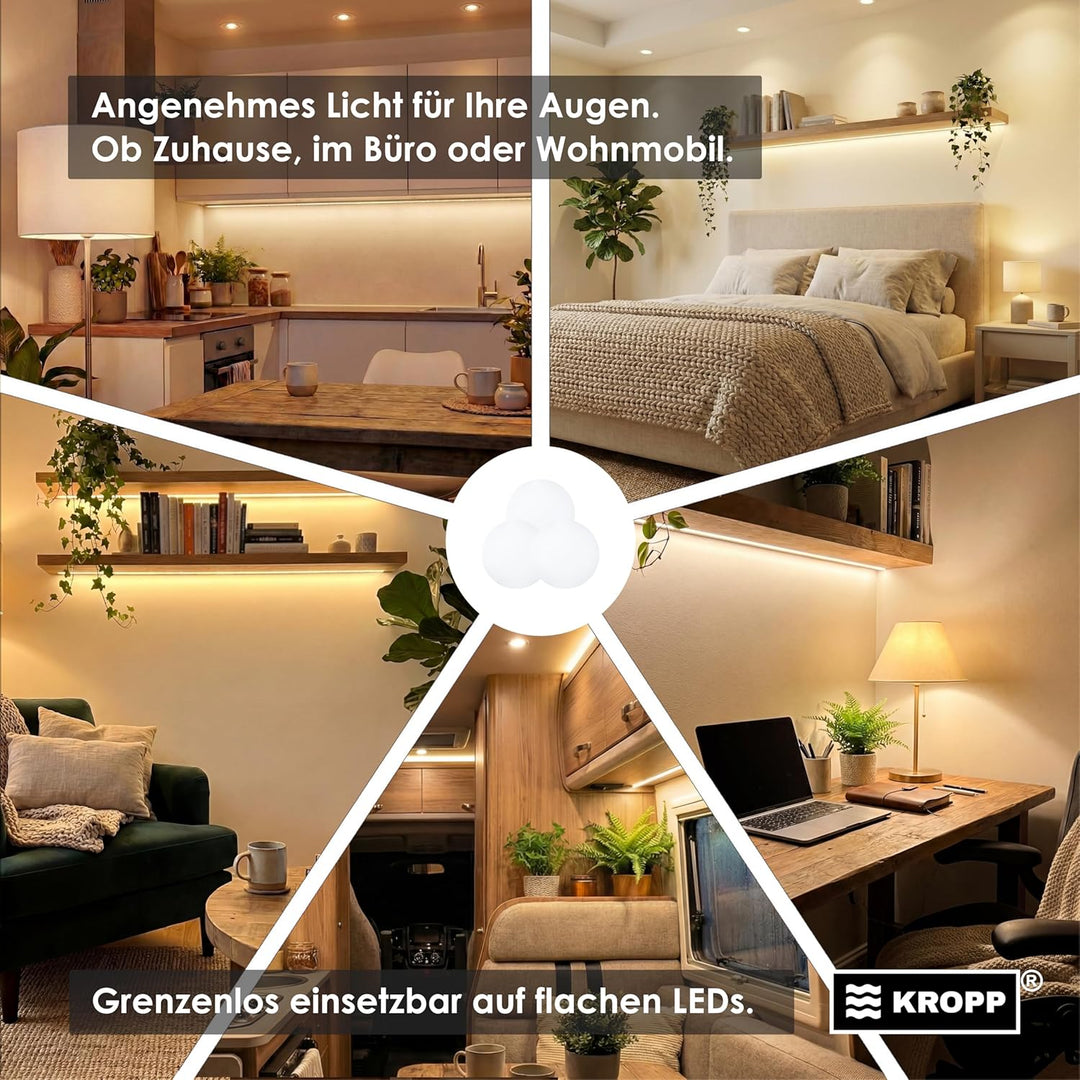 KROPP Selbstklebende Diffusorfolien für LED Lampen, 6 cm Kreiszuschnitt, Milchglasfolie für schöne O