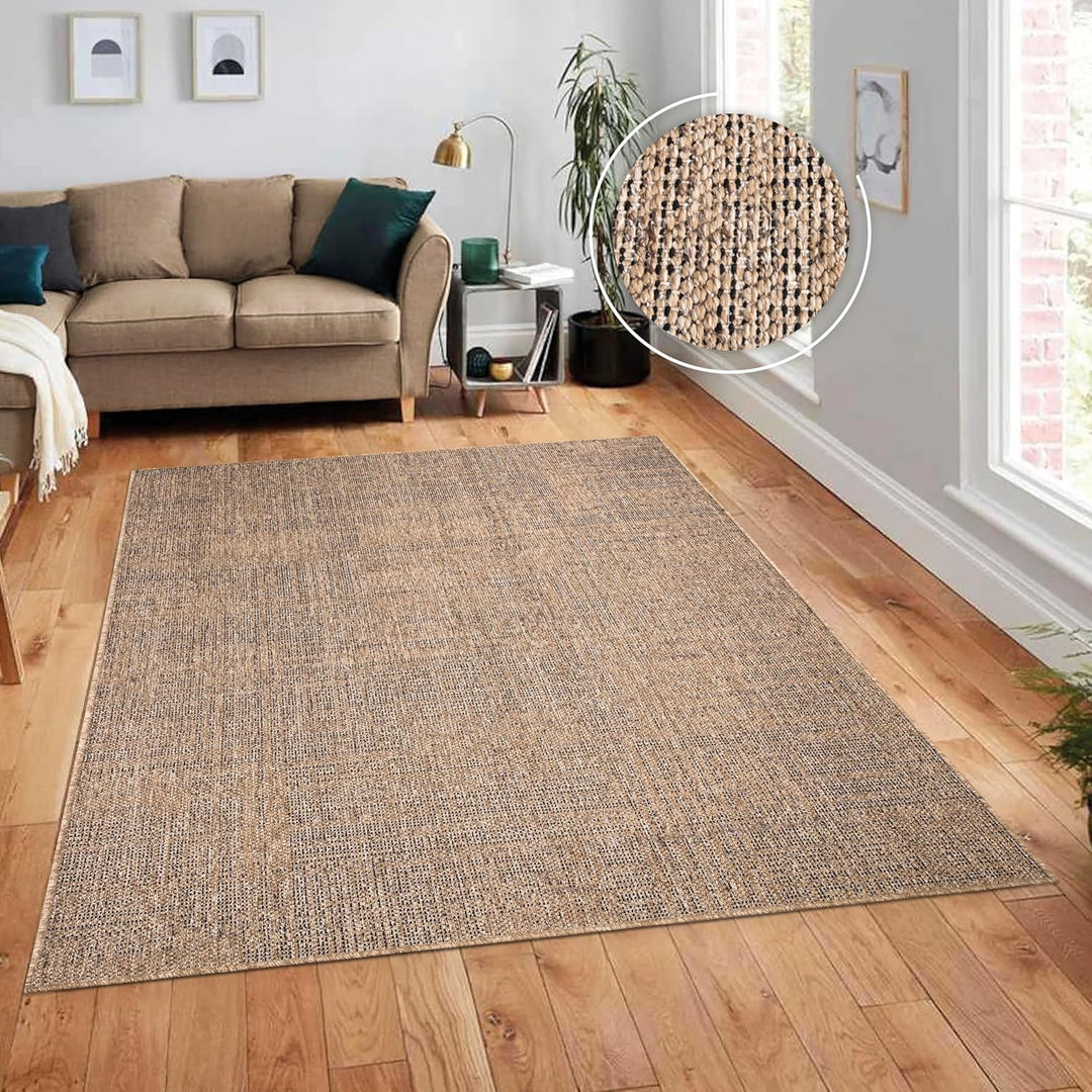 Paco Home Outdoor Teppich wetterfest & langlebig Flachgewebe in moderner Jute-Sisal-Optik in Naturtö