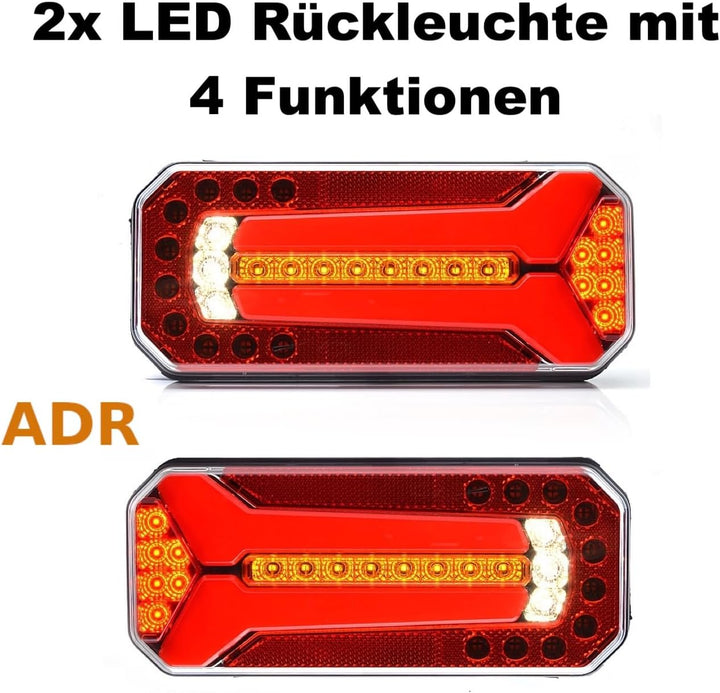 MelTruck® 2x ADR LED Rückleuchte Rücklicht 12V 24V für LKW PKW Anhänger 4 Funktionen E20