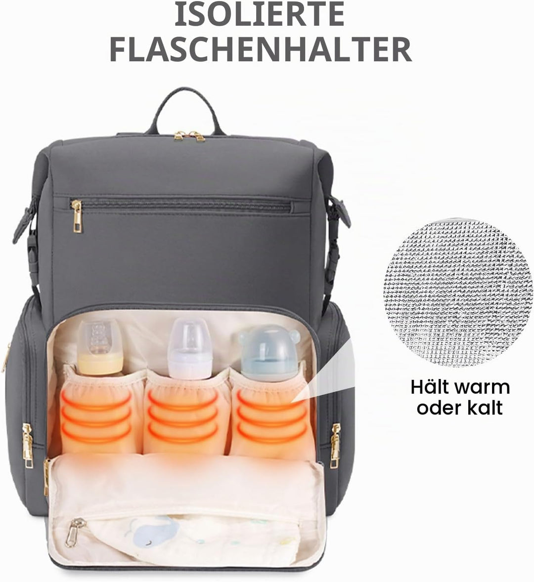 CEI-CEI Neopren Wickelrucksack Grosse Wickeltasche für Neugeborene, wasserdichter Reise-Rucksack für