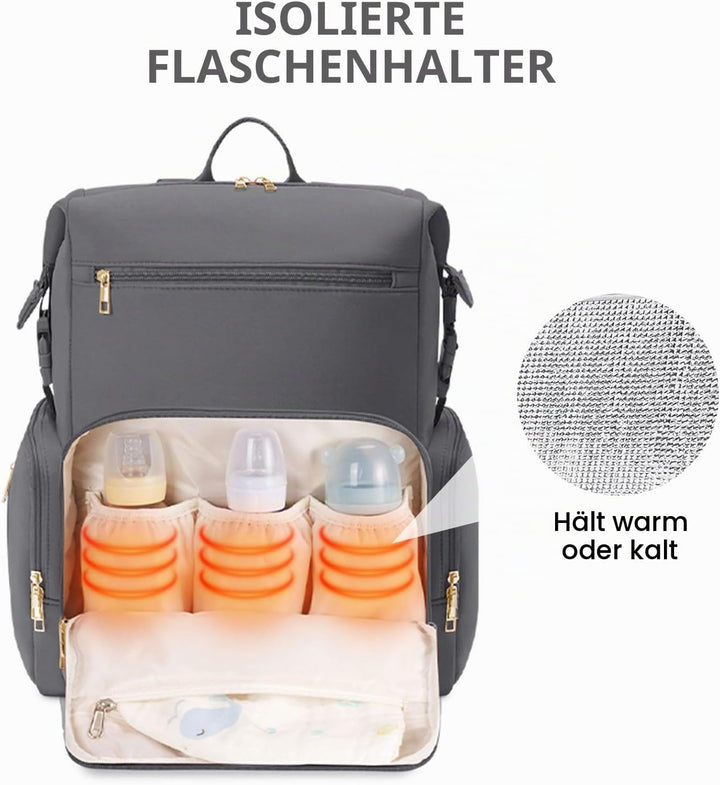 CEI-CEI Neopren Wickelrucksack Grosse Wickeltasche für Neugeborene, wasserdichter Reise-Rucksack für