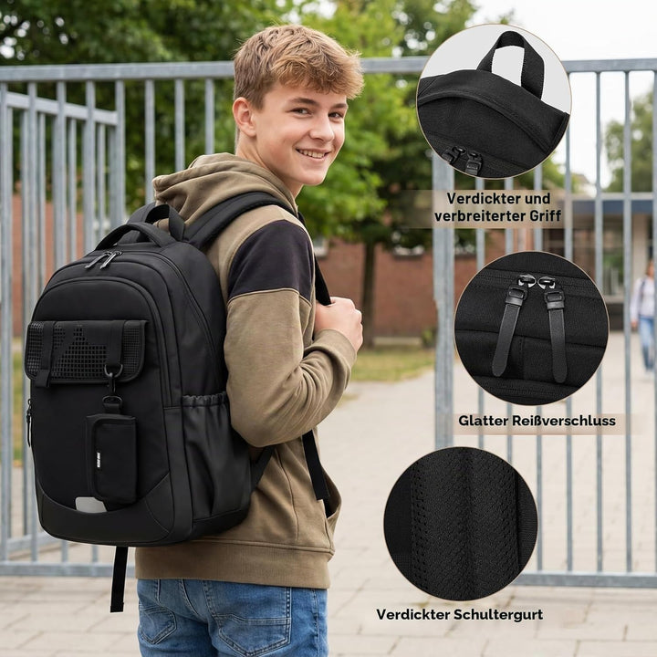 Amythe Schulrucksack Jungen Teenager Grosser Kapazität 30L, Rucksack Schule Gymnasium Oberstufe Schu