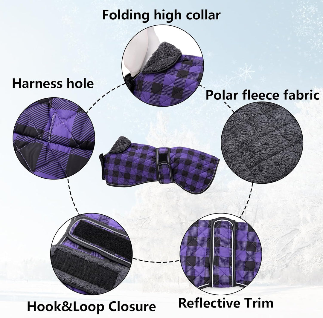 Geyecete Wasserdichter Hundemantel,Windhund Mantel,Whippet Hundejacke Winter,mit Warmem Fleecefutter