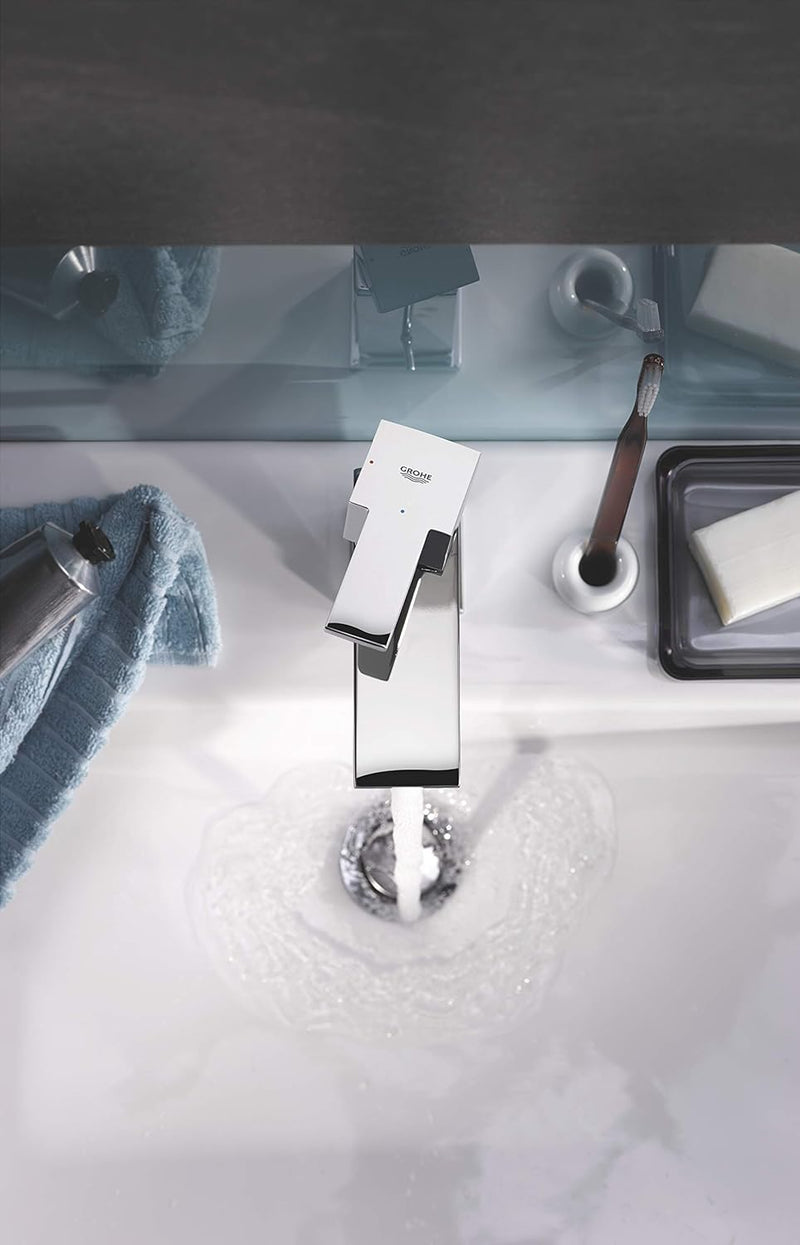 GROHE Sail Cube - Einhand- Waschtischarmatur (wassersparend, Schnell-Montage-System, mit Temperaturb