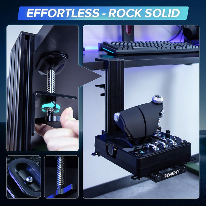 Reashy Hotas-Halterung, Joystick-Halterung, Aluminium-Flight-Stick-Schreibtischhalterung für Logitec